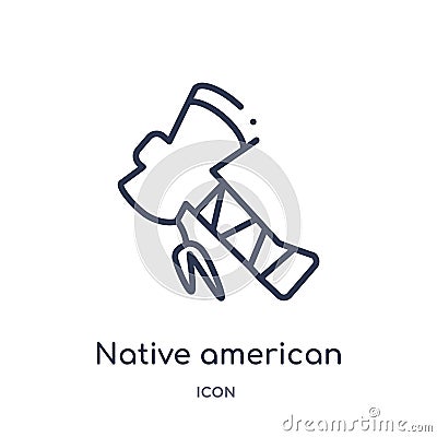 Linear native american axes icon from Culture outline collection. Thin line native american axes vector isolated on white Vector Illustration