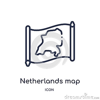 Linear netherlands map icon from Countrymaps outline collection. Thin line netherlands map vector isolated on white background. Vector Illustration
