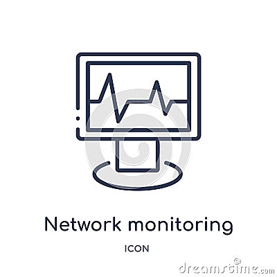 Linear network monitoring icon from Internet security and networking outline collection. Thin line network monitoring icon Vector Illustration
