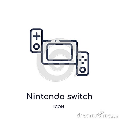 Linear nintendo switch icon from Entertainment and arcade outline collection. Thin line nintendo switch vector isolated on white Vector Illustration