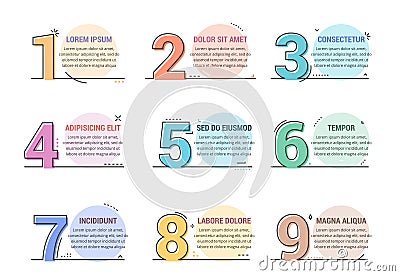 Linear Numbers with Place for your Text Vector Illustration