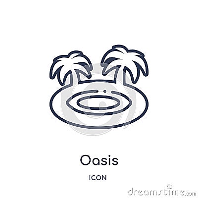 Linear oasis icon from Africa outline collection. Thin line oasis vector isolated on white background. oasis trendy illustration Vector Illustration