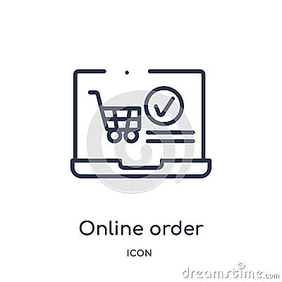 Linear online order icon from Ecommerce and payment outline collection. Thin line online order vector isolated on white background Vector Illustration