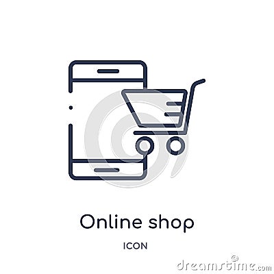Linear online shop icon from Digital economy outline collection. Thin line online shop vector isolated on white background. online Vector Illustration
