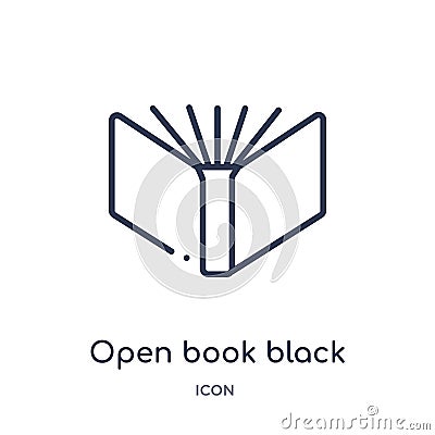 Linear open book black cover icon from Education outline collection. Thin line open book black cover icon isolated on white Vector Illustration