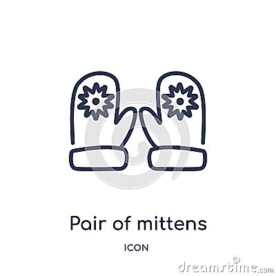 Linear pair of mittens icon from Fashion outline collection. Thin line pair of mittens icon isolated on white background. pair of Vector Illustration