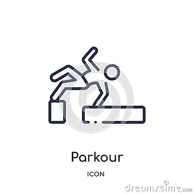 Linear parkour icon from Activity and hobbies outline collection. Thin line parkour vector isolated on white background. parkour Vector Illustration