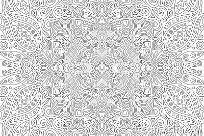 Linear pattern for coloring book page heart shapes Vector Illustration