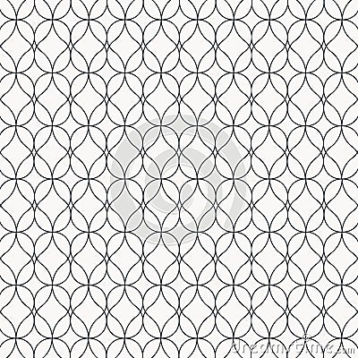 Linear pattern with thin curl lines and arcs. Monochrome abstract swatch. Decorative vector lattice. Vector Illustration