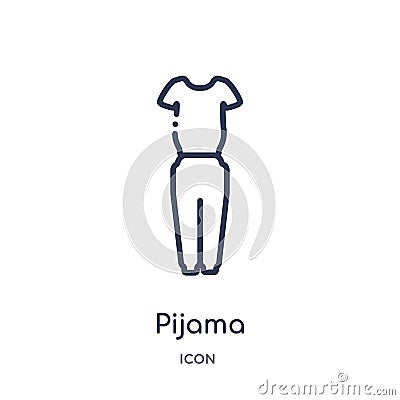 Linear pijama icon from Clothes outline collection. Thin line pijama vector isolated on white background. pijama trendy Vector Illustration