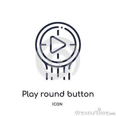 Linear play round button icon from Logo outline collection. Thin line play round button icon isolated on white background. play Vector Illustration