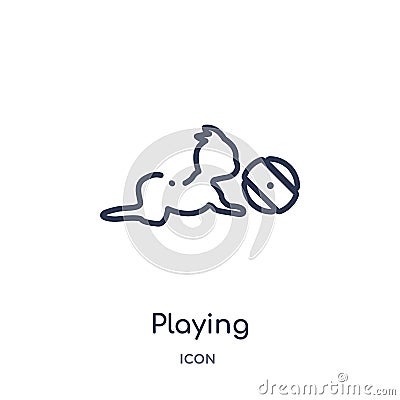 Linear playing icon from Kids and baby outline collection. Thin line playing icon isolated on white background. playing trendy Vector Illustration