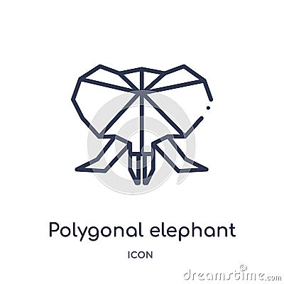 Linear polygonal elephant icon from Geometry outline collection. Thin line polygonal elephant icon isolated on white background. Vector Illustration