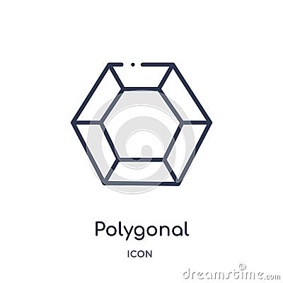 Linear polygonal hexagonal icon from Geometry outline collection. Thin line polygonal hexagonal icon isolated on white background Vector Illustration