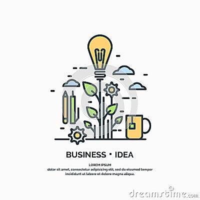 Linear poster of Business idea. Vector Illustration