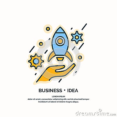 Linear poster of Business idea. Vector Illustration