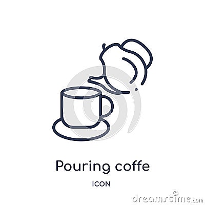 Linear pouring coffe icon from Bistro and restaurant outline collection. Thin line pouring coffe vector isolated on white Vector Illustration