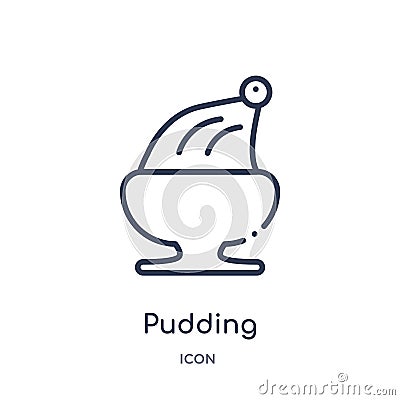 Linear pudding icon from Christmas outline collection. Thin line pudding vector isolated on white background. pudding trendy Vector Illustration