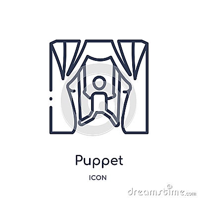 Linear puppet icon from Circus outline collection. Thin line puppet vector isolated on white background. puppet trendy Vector Illustration