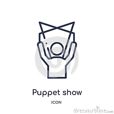 Linear puppet show icon from Entertainment and arcade outline collection. Thin line puppet show vector isolated on white Vector Illustration