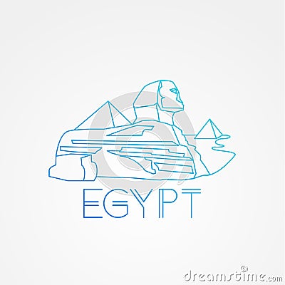 Linear Pyramid and Sphinx The symbols of Cairo. Welcome to Egypt concept. Vector Illustration