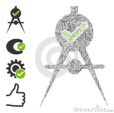 Linear Quality Confirmation Icon Vector Collage Vector Illustration