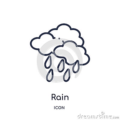 Linear rain icon from Autumn outline collection. Thin line rain vector isolated on white background. rain trendy illustration Vector Illustration