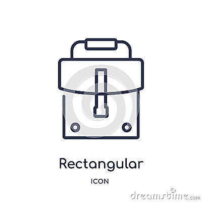 Linear rectangular briefcase icon from Business outline collection. Thin line rectangular briefcase icon isolated on white Vector Illustration