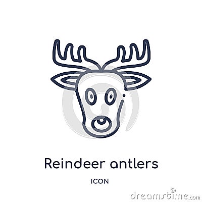 Linear reindeer antlers icon from Christmas outline collection. Thin line reindeer antlers icon isolated on white background. Vector Illustration