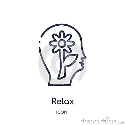 Linear relax icon from Brain process outline collection. Thin line relax vector isolated on white background. relax trendy Vector Illustration