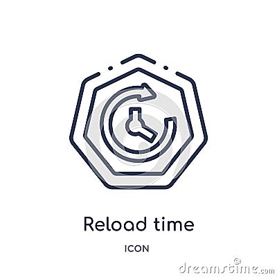 Linear reload time icon from Arrows outline collection. Thin line reload time vector isolated on white background. reload time Vector Illustration