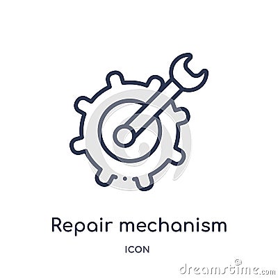 Linear repair mechanism icon from Mechanicons outline collection. Thin line repair mechanism icon isolated on white background. Vector Illustration