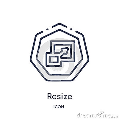 Linear resize icon from Arrows outline collection. Thin line resize vector isolated on white background. resize trendy Vector Illustration