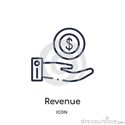 Linear revenue icon from Business and analytics outline collection. Thin line revenue vector isolated on white background. revenue Vector Illustration