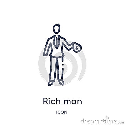 Linear rich man icon from Luxury outline collection. Thin line rich man icon isolated on white background. rich man trendy Vector Illustration