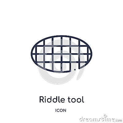 Linear riddle tool icon from Agriculture farming and gardening outline collection. Thin line riddle tool vector isolated on white Vector Illustration
