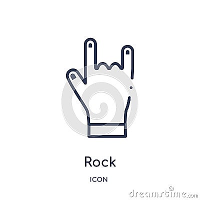 Linear rock icon from Entertainment and arcade outline collection. Thin line rock vector isolated on white background. rock trendy Vector Illustration