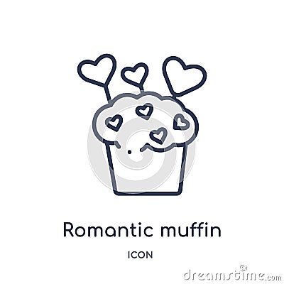 Linear romantic muffin icon from Food outline collection. Thin line romantic muffin icon isolated on white background. romantic Vector Illustration