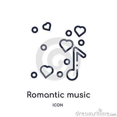 Linear romantic music icon from Discotheque outline collection. Thin line romantic music vector isolated on white background. Vector Illustration