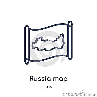 Linear russia map icon from Countrymaps outline collection. Thin line russia map vector isolated on white background. russia map Vector Illustration