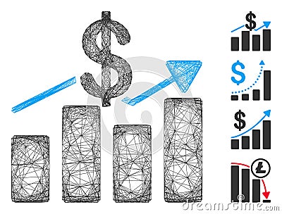 Linear Sales Chart Vector Mesh Vector Illustration