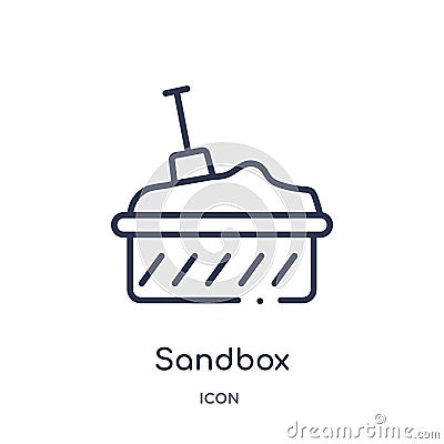 Linear sandbox icon from Entertainment outline collection. Thin line sandbox icon isolated on white background. sandbox trendy Vector Illustration