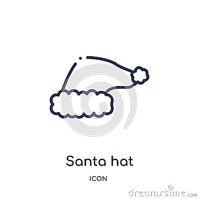 Linear santa hat icon from Christmas outline collection. Thin line santa hat vector isolated on white background. santa hat trendy Vector Illustration