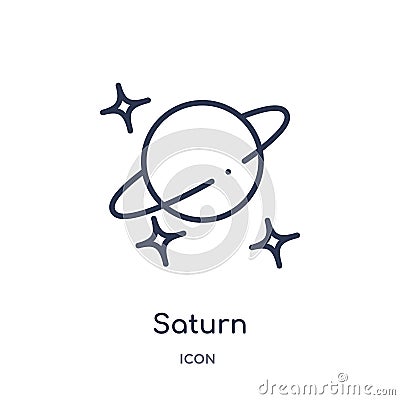 Linear saturn icon from Astronomy outline collection. Thin line saturn vector isolated on white background. saturn trendy Vector Illustration