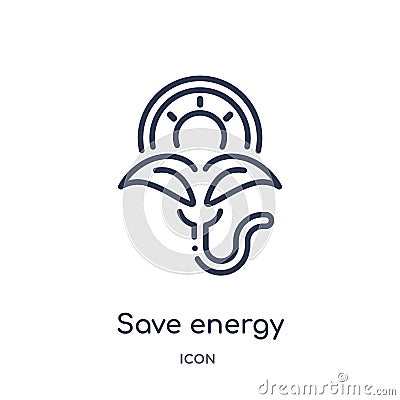 Linear save energy icon from Ecology outline collection. Thin line save energy vector isolated on white background. save energy Vector Illustration