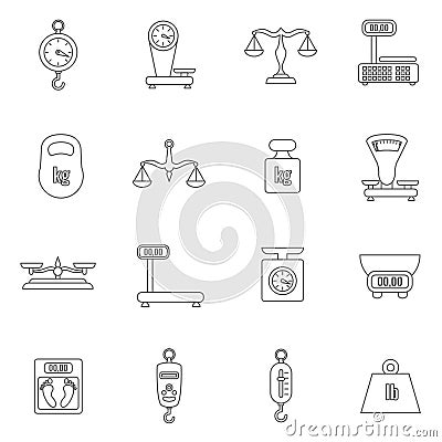 Linear scales and weight vector icons set Vector Illustration