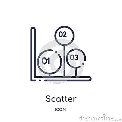 Linear scatter icon from Infographics outline collection. Thin line scatter icon isolated on white background. scatter trendy Vector Illustration