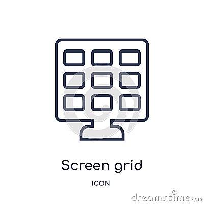 Linear screen grid icon from Electronic stuff fill outline collection. Thin line screen grid vector isolated on white background. Vector Illustration