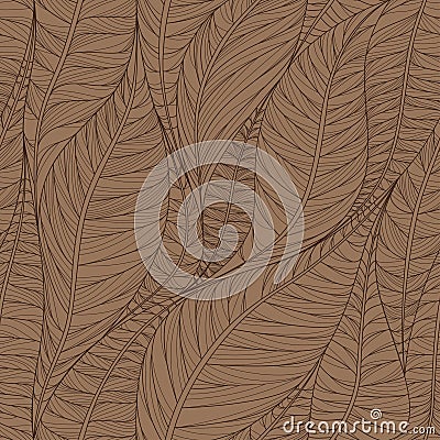 Linear seamless texture on the basis of abstract leaves. Vector Illustration