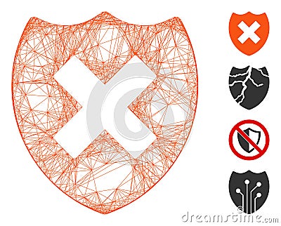 Linear Security Shield Fail Vector Mesh Stock Photo
